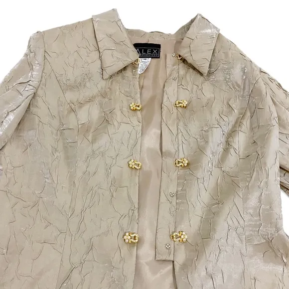 Alex Evenings Vintage Champagne 2 Piece Skirt &amp; Jacket Set, Plus Size 14