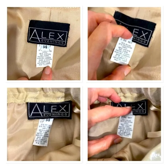 Alex Evenings Vintage Champagne 2 Piece Skirt &amp; Jacket Set, Plus Size 14