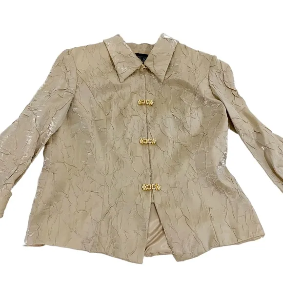 Alex Evenings Vintage Champagne 2 Piece Skirt &amp; Jacket Set, Plus Size 14