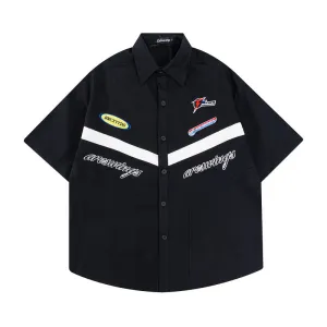 American Retro Street Racing Cotton Shirt