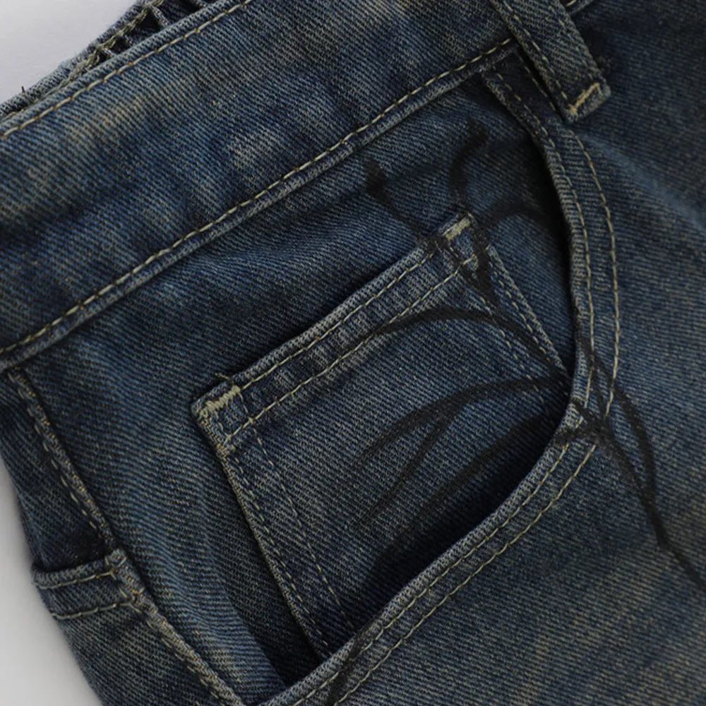American Spider Print Denim Shorts