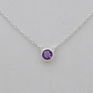 Amethyst Silver Minimalist Necklace