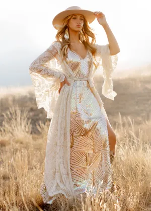 Aulora Dress in Gold Stripe