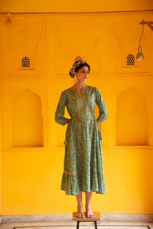 Ava Turquoise Midi Dress
