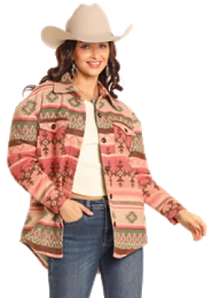 Aztec Shirt Jacket with Sherpa