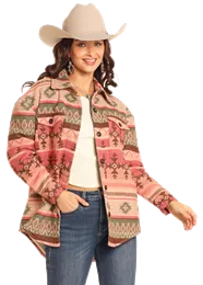 Aztec Shirt Jacket with Sherpa