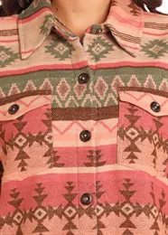 Aztec Shirt Jacket with Sherpa