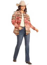 Aztec Shirt Jacket with Sherpa