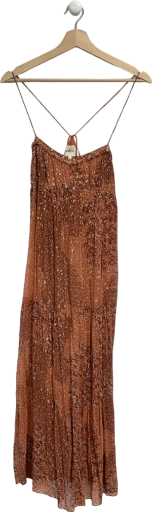 Ba&Sh Brown Floral Midi Dress UK S
