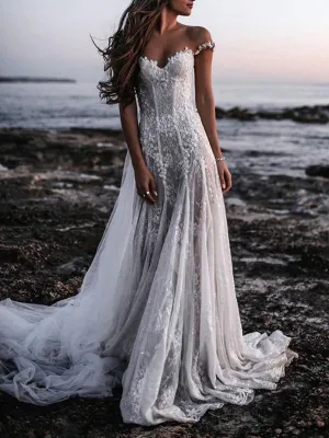 Backless Crochet Gauze Empire V-neck Maxi Dresses Evening Dresses