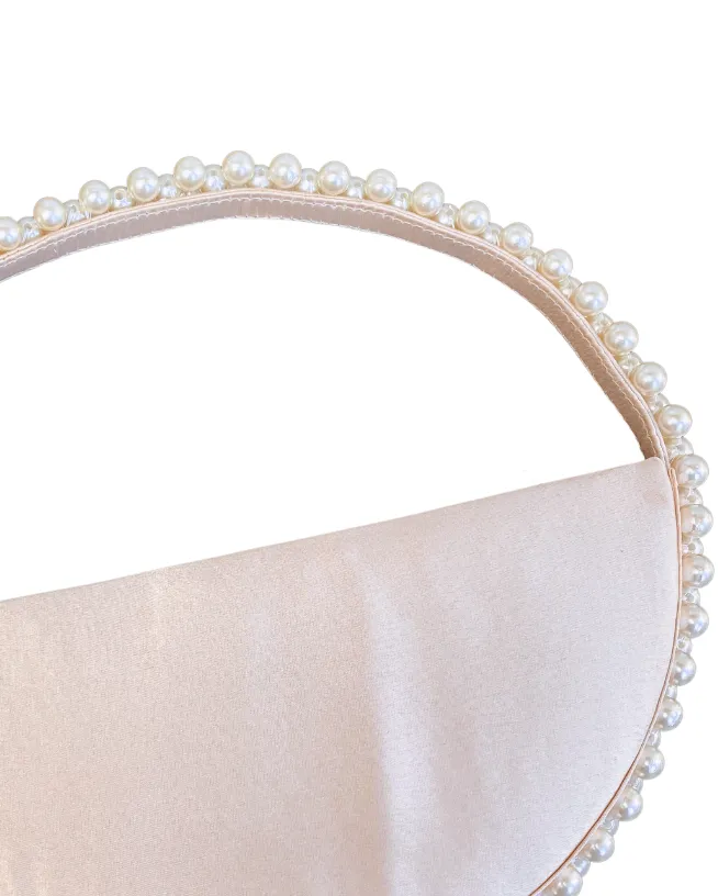 Ballerina Pink Pearl Half Moon Handbag