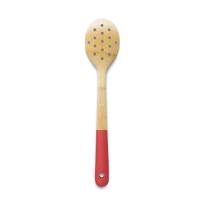 Bamboo Slotted Spoon - Red
