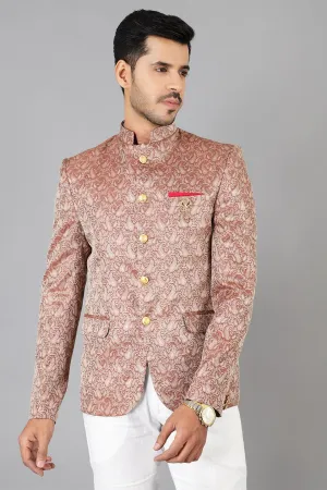Banarasi Rayon Cotton Brown Bandhgala