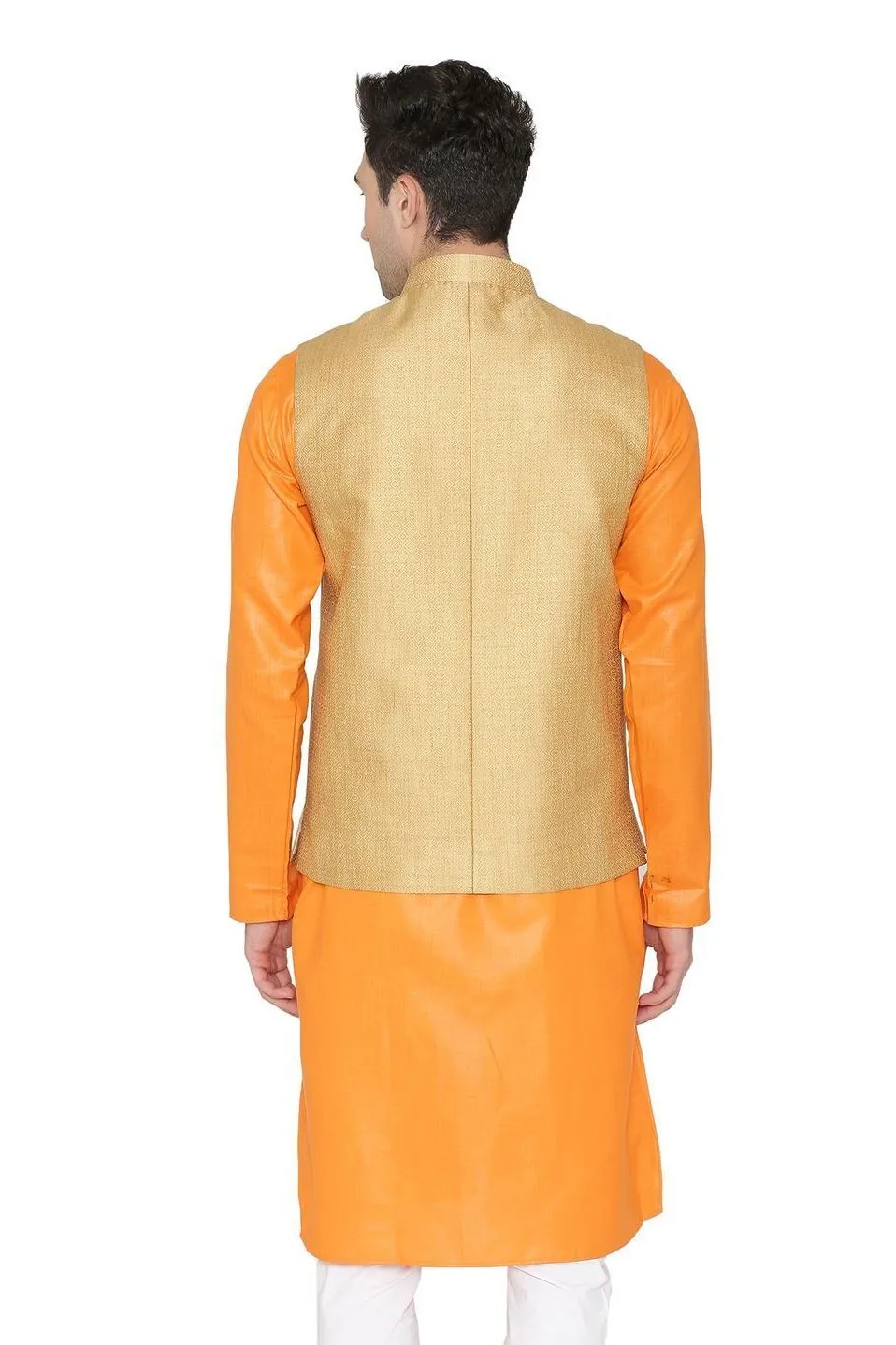 Banarasi Rayon Cotton Gold Modi Nehru Jacket