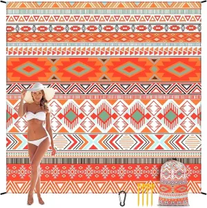 Beach Blanket Waterproof Sandproof Beach Mat 79" X 83" /10'x9'for 2-8 Adults Quick Drying Outdoor Picnic Mat Beach Accessories for Travel, Camping, Hiking