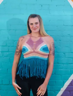 Beach Crochet Fringe Halter Top