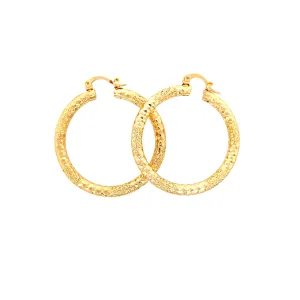 Beautiful Texturized Hoops Earrings 4cm round 14k gold filled