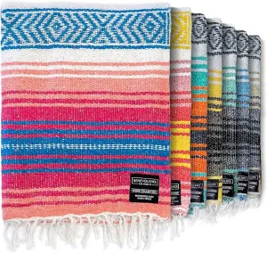 Benevolence LA Authentic Handwoven Mexican Blanket, Yoga Blanket - Perfect Outdoor Picnic Blanket, Beach Blanket, Camping Blanket, Equestrian Saddle Blanket, Serape Blanket 50x70 inches - 1 Blanket