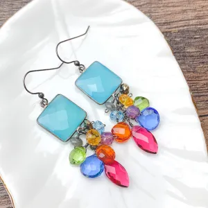 Bezeled Gem with Marquee Cluster Earrings