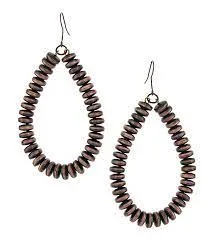 BGAER4669 Earrings - Attitude -  Boho Bronze Bead Teardrop