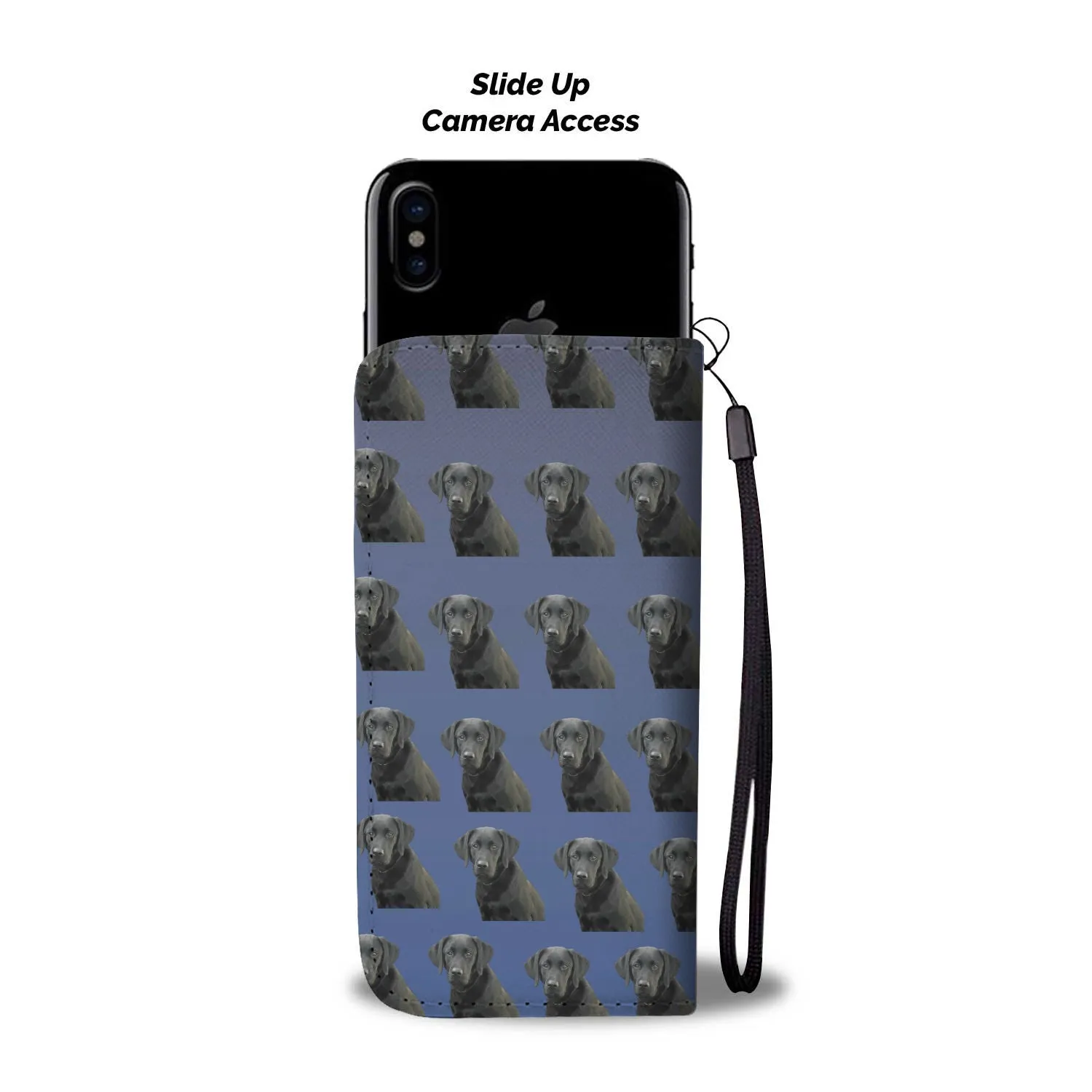 Black Lab Phone Case Wallet - Blue