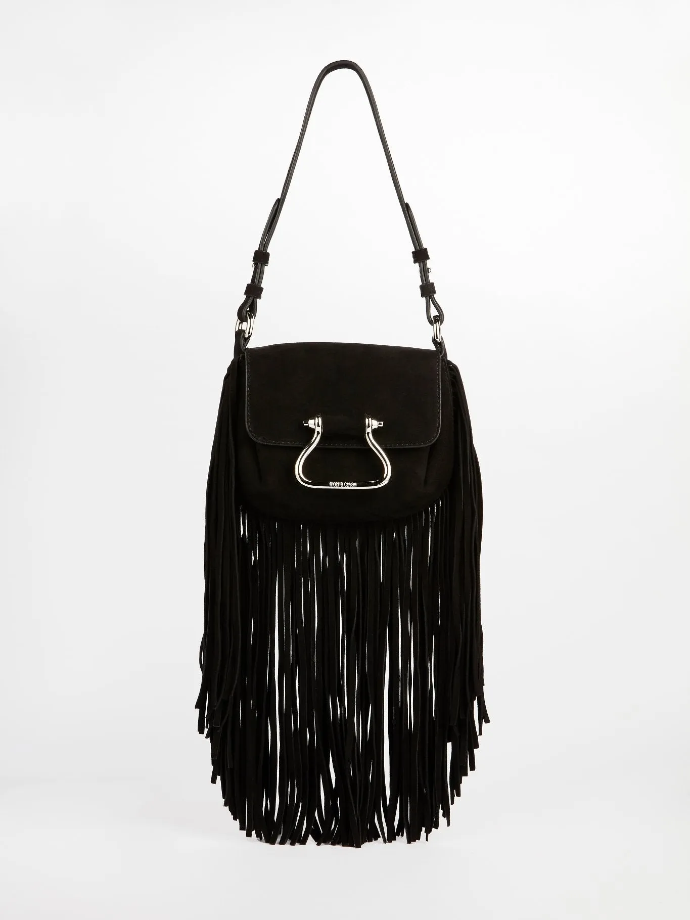 Black Suede Fringe Shoulder Bag