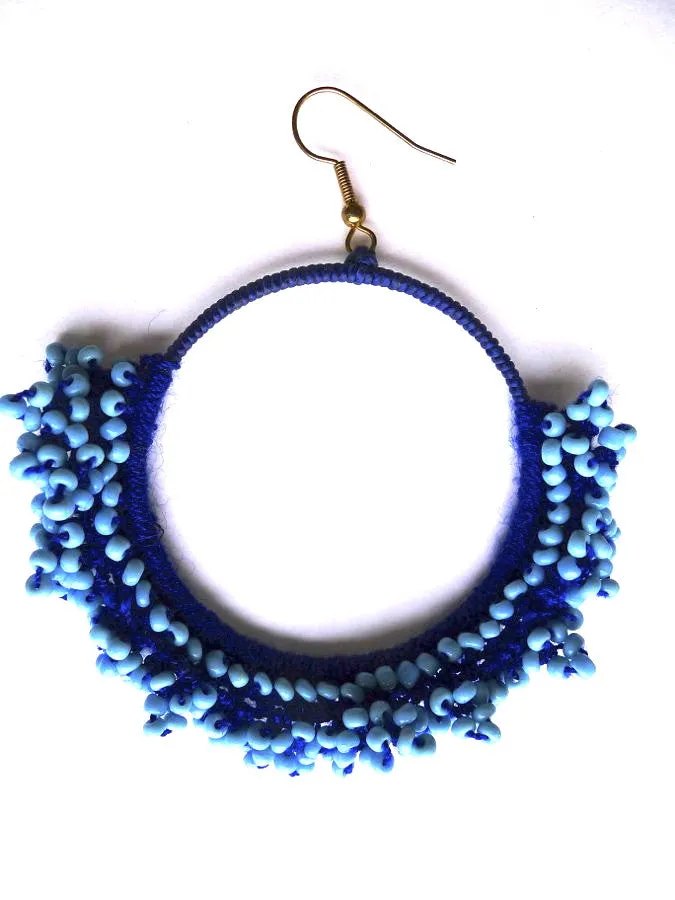 Blue crochet earrings