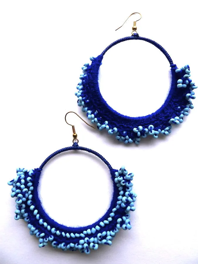 Blue crochet earrings