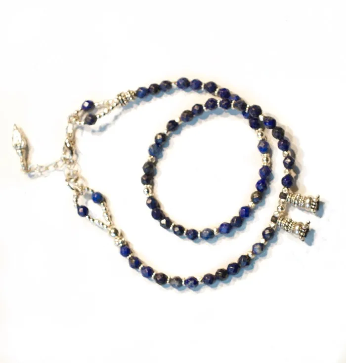 Blue Lapis and Silver Love Wrap Bracelet