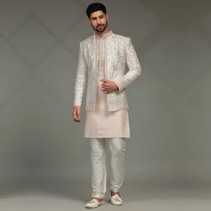 Blush Pink Floral Indowestern for Men