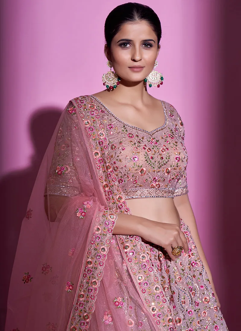 Blush Pink Multi Embroidery Wedding Lehenga Choli