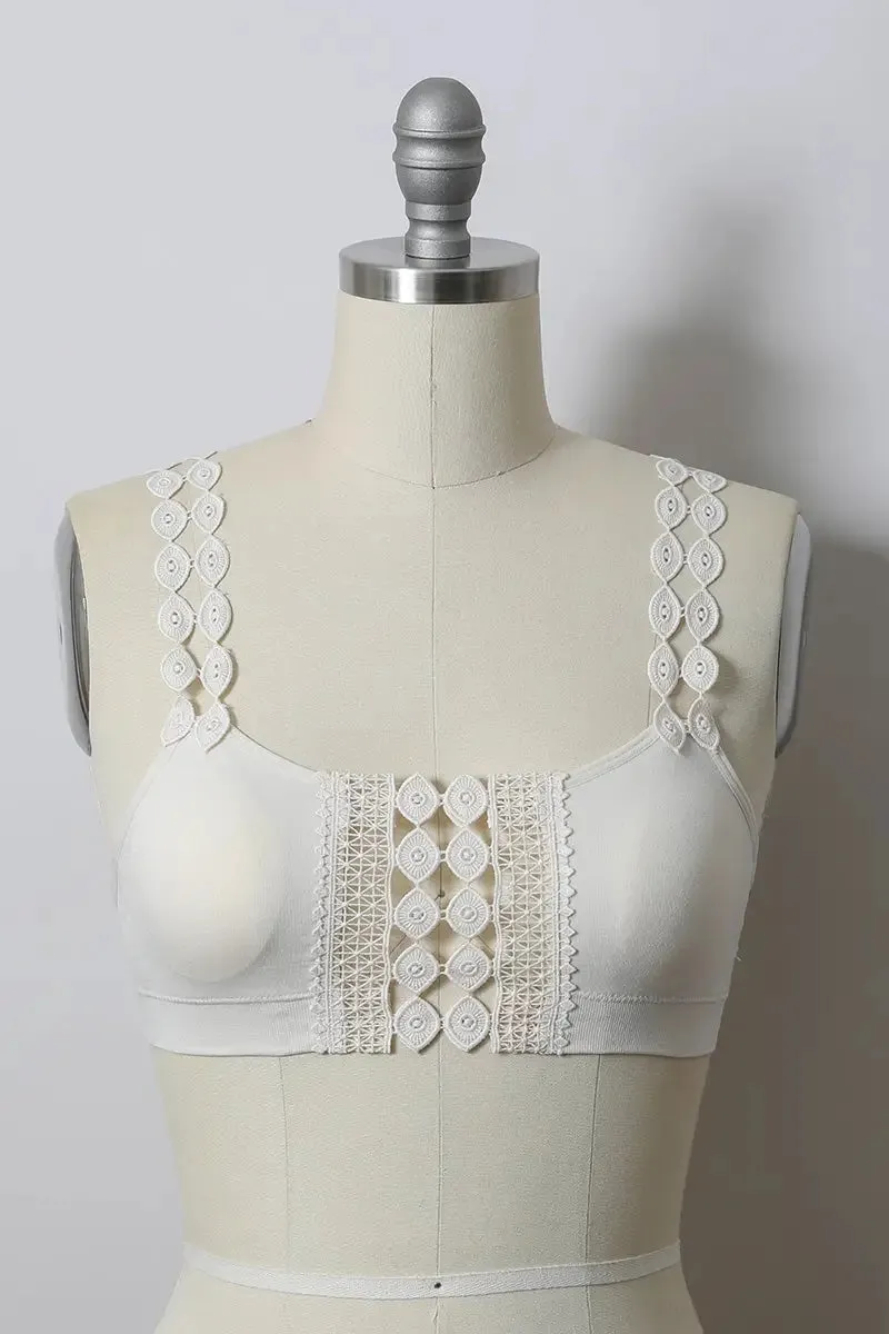 BOHEMIAN EYE LACE APPLIQUE BRALETTE TOP