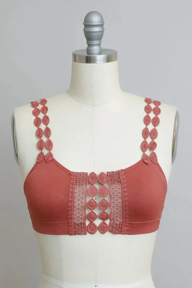 BOHEMIAN EYE LACE APPLIQUE BRALETTE TOP
