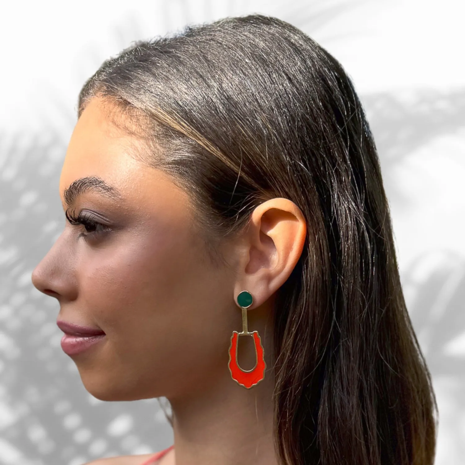 Bohemian Red & Green Enamel Unique Earrings