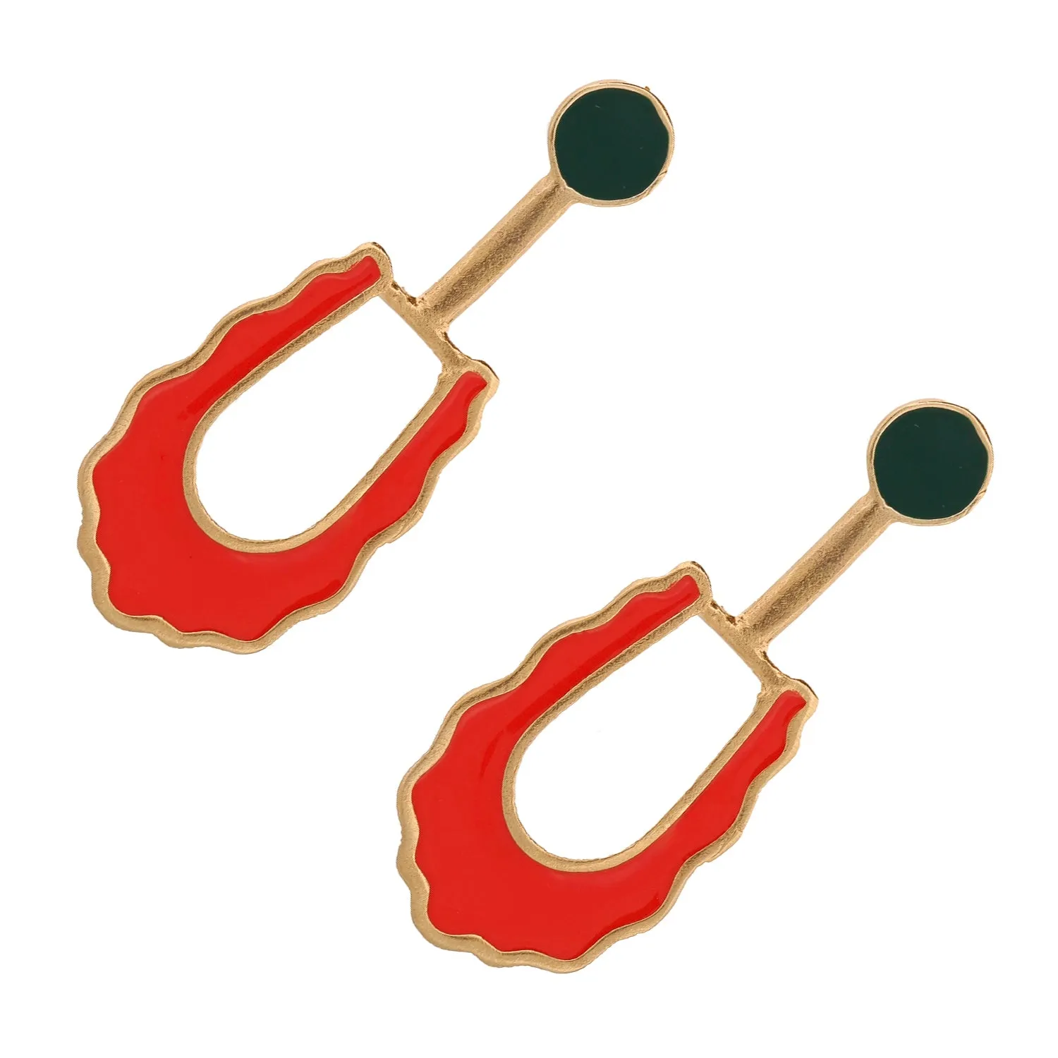 Bohemian Red & Green Enamel Unique Earrings