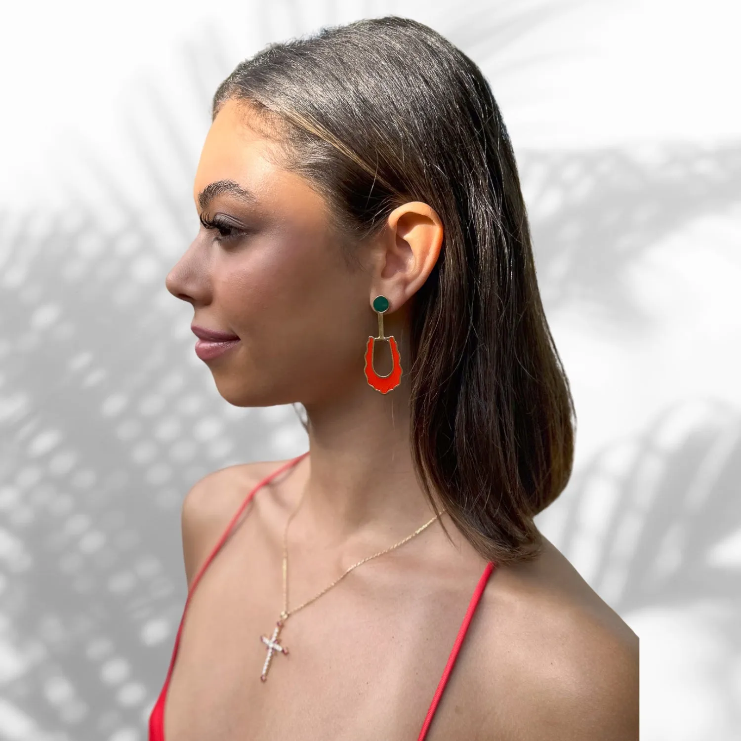 Bohemian Red & Green Enamel Unique Earrings
