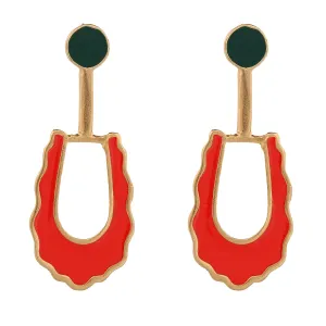 Bohemian Red & Green Enamel Unique Earrings