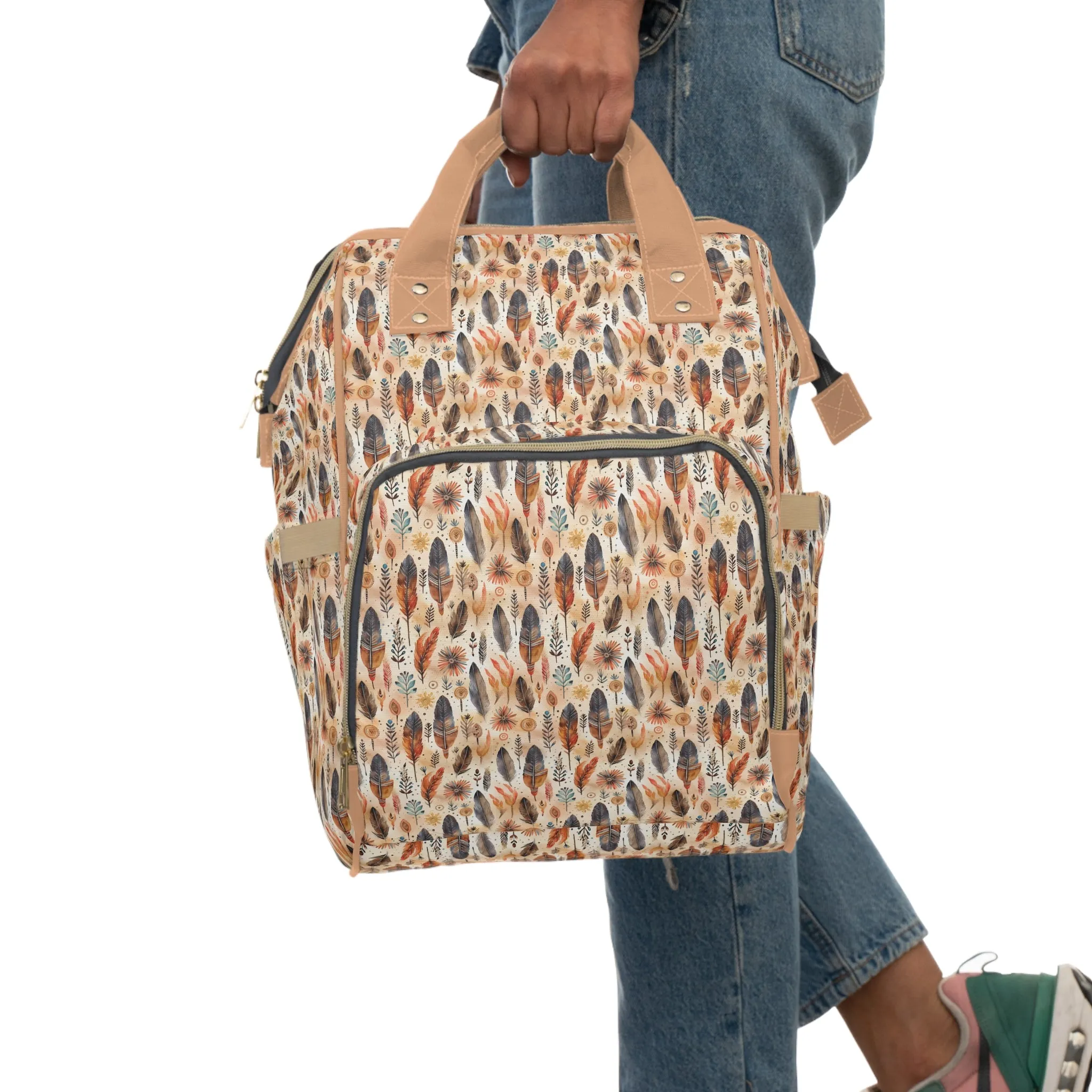 Boho-Chic Aztec Diaper Backpack - Multifunctional & Durable Nylon Changing Bag with Tribal Patterns, Spacious & Organized for Modern Parents