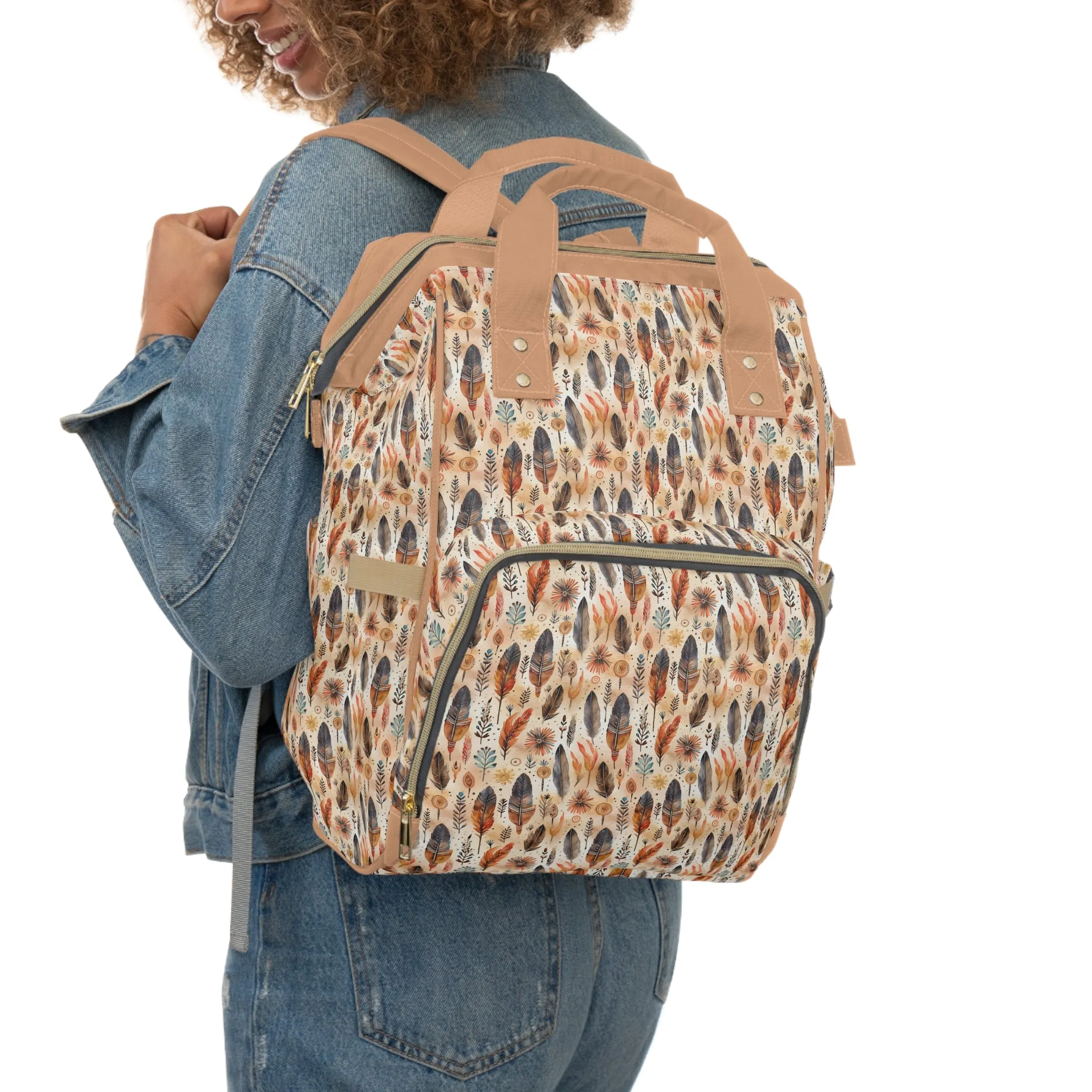 Boho-Chic Aztec Diaper Backpack - Multifunctional & Durable Nylon Changing Bag with Tribal Patterns, Spacious & Organized for Modern Parents