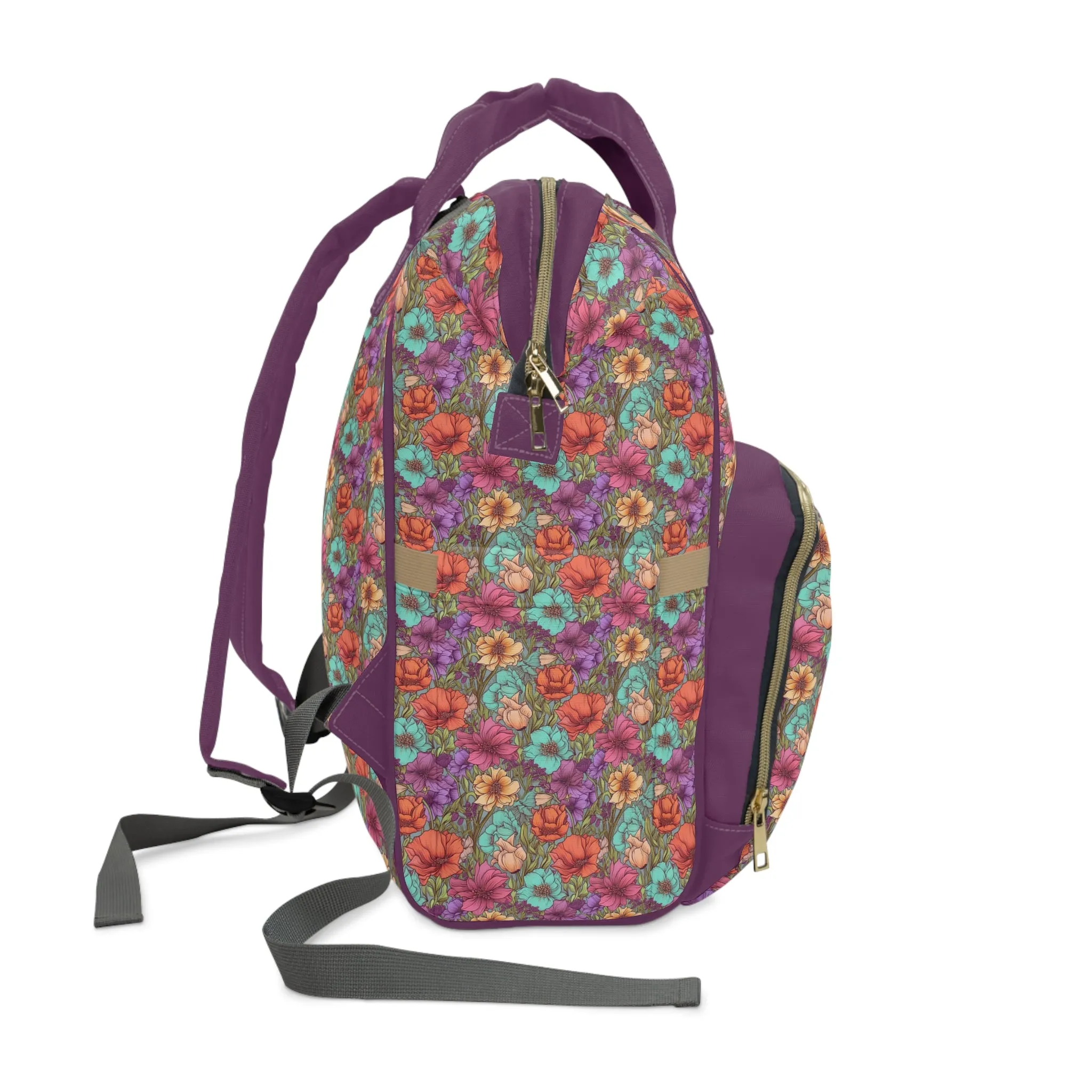 Boho Floral Diaper Backpack - Multifunctional & Spacious Floral Baby Bag for Trendy Parents