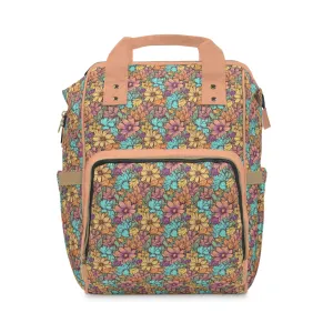 Boho Floral Diaper Backpack - Multifunctional & Spacious Floral Baby Bag for Trendy Parents