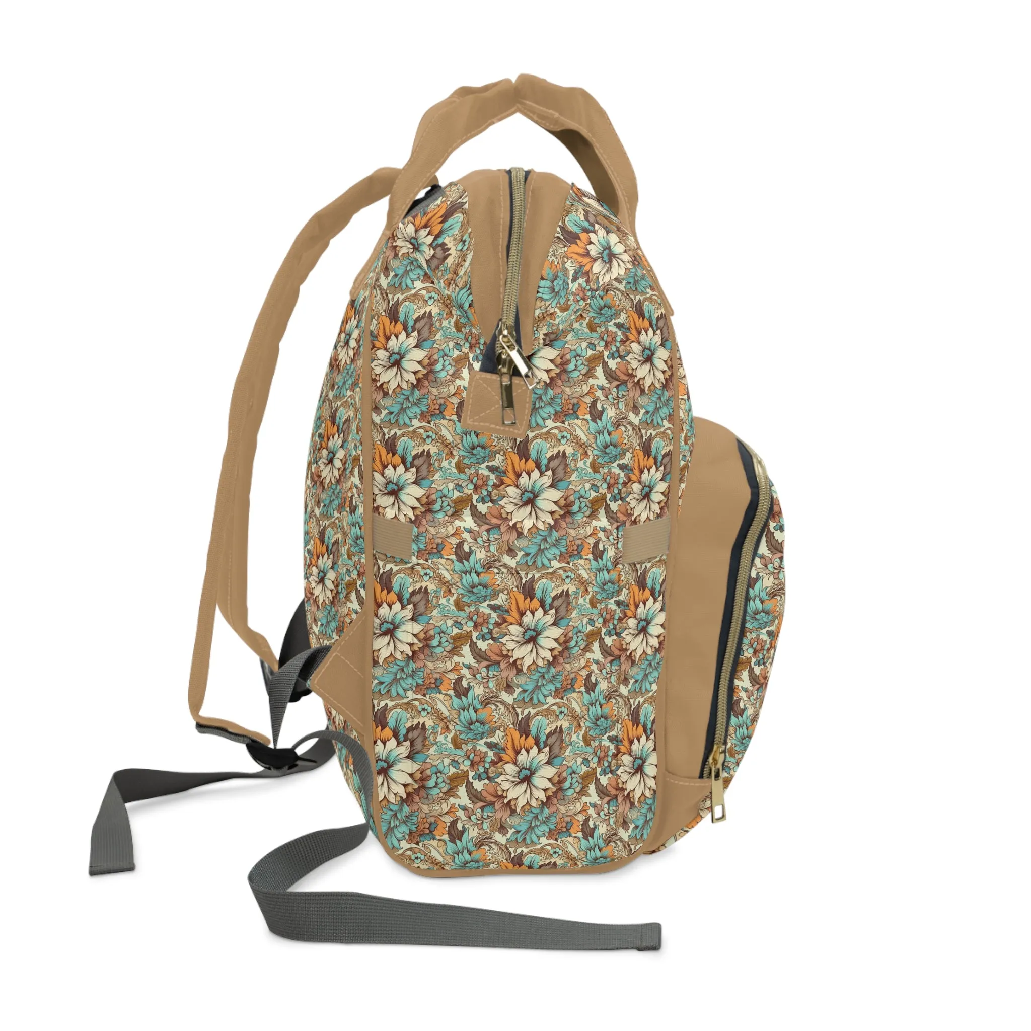 Boho Floral Diaper Backpack - Multifunctional & Spacious Floral Baby Bag for Trendy Parents