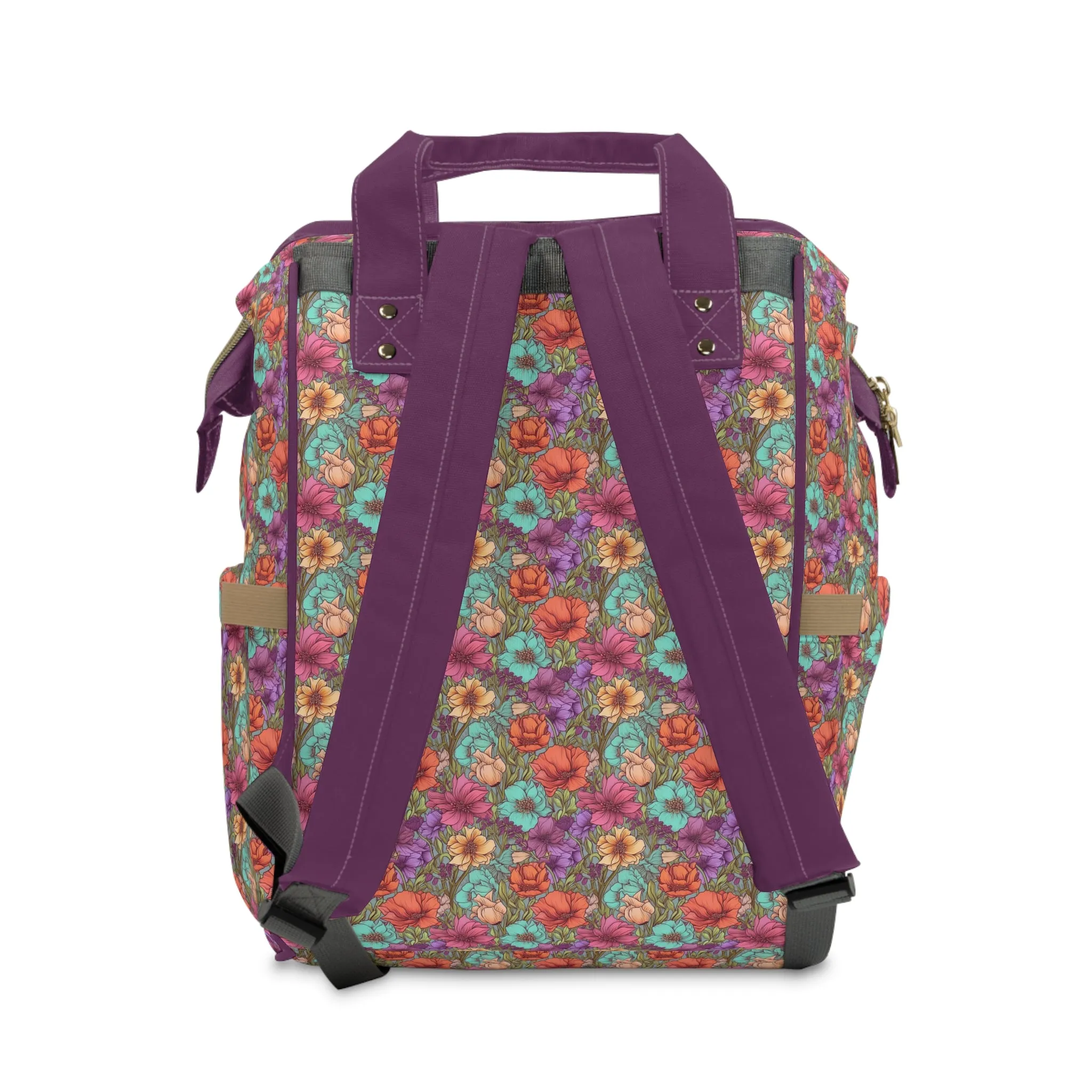 Boho Floral Diaper Backpack - Multifunctional & Spacious Floral Baby Bag for Trendy Parents