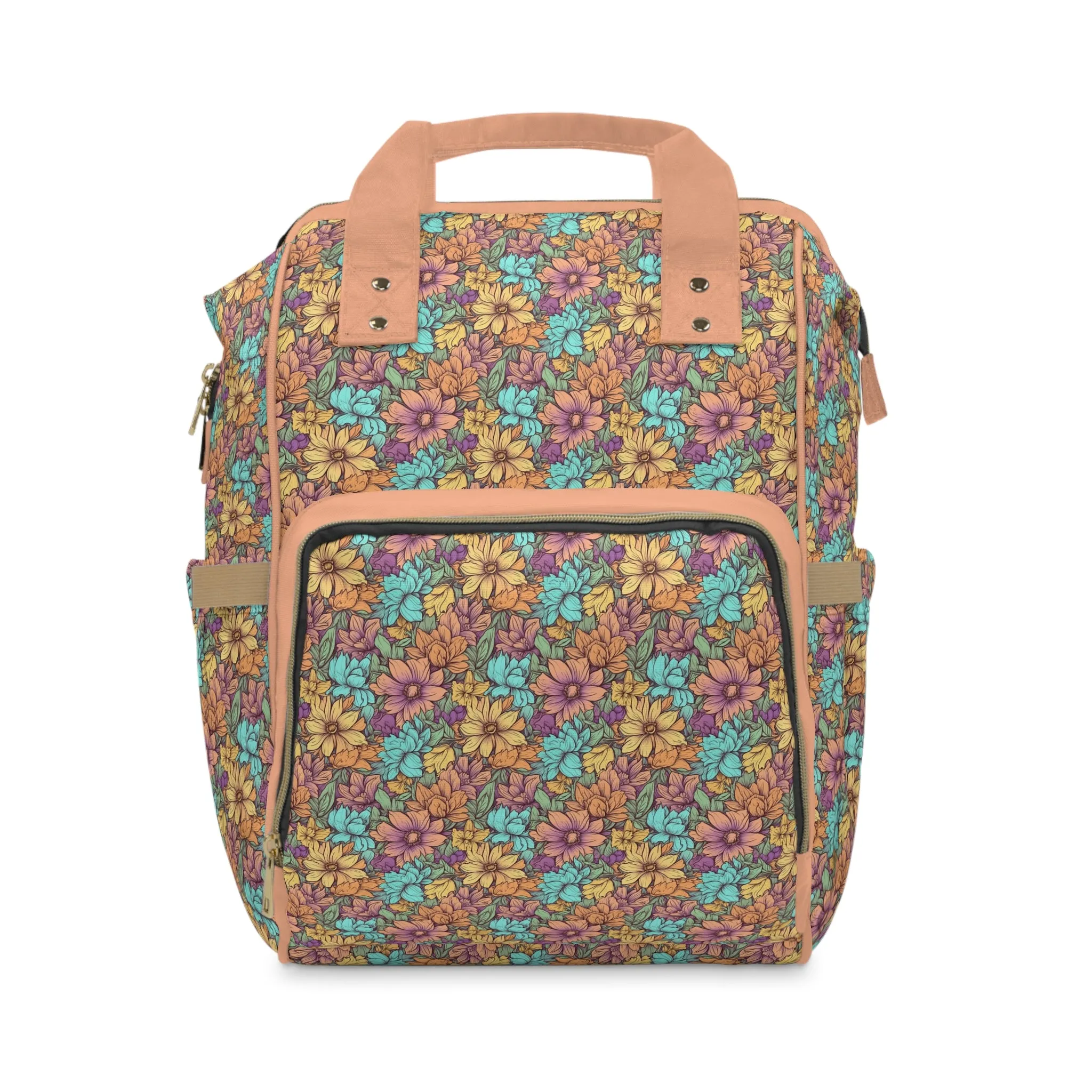 Boho Floral Diaper Backpack - Multifunctional & Spacious Floral Baby Bag for Trendy Parents