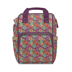 Boho Floral Diaper Backpack - Multifunctional & Spacious Floral Baby Bag for Trendy Parents