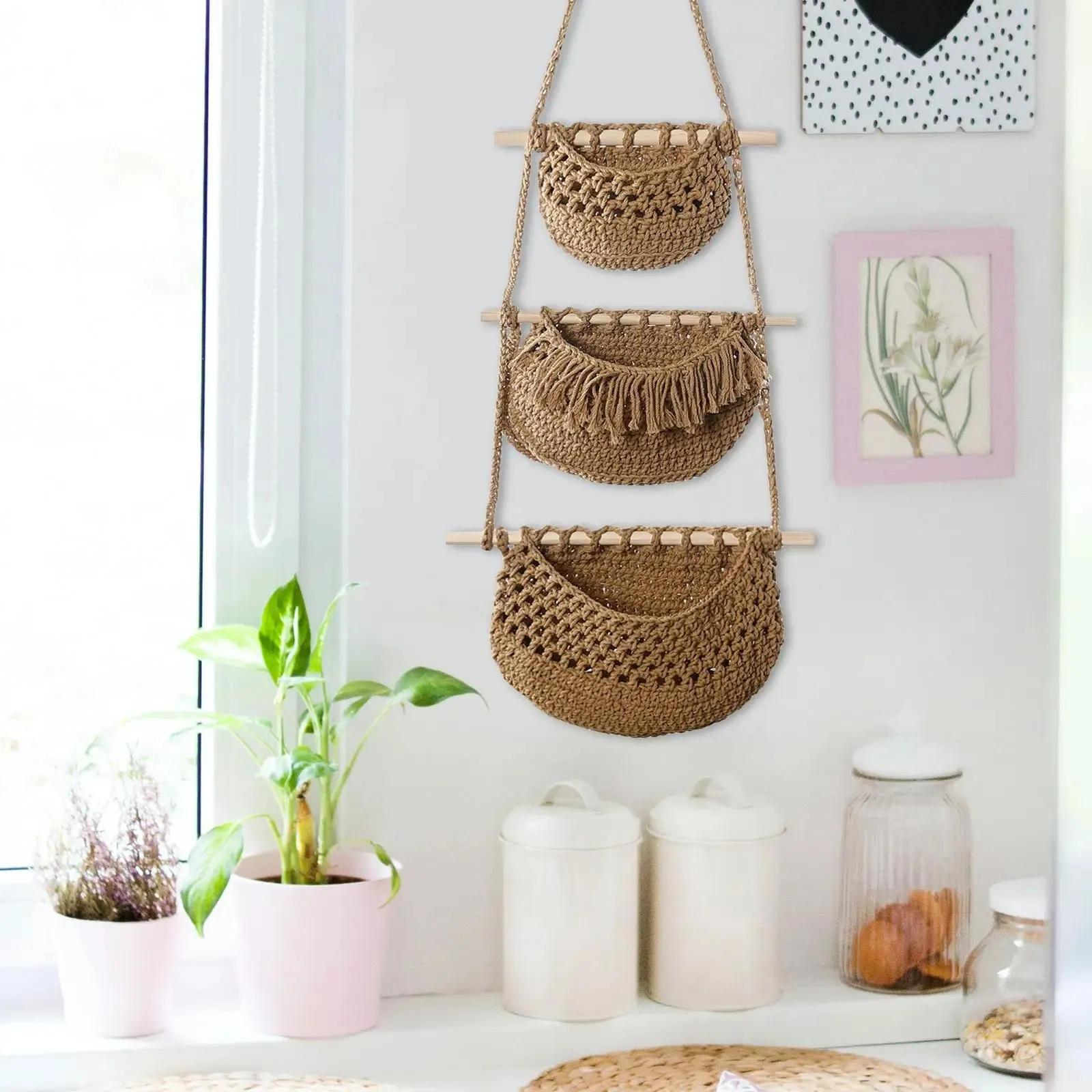 Boho Hanging Fruit Baskets