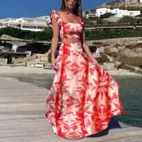 Brena - Bohemian Style Print Skirt Two Piece Set