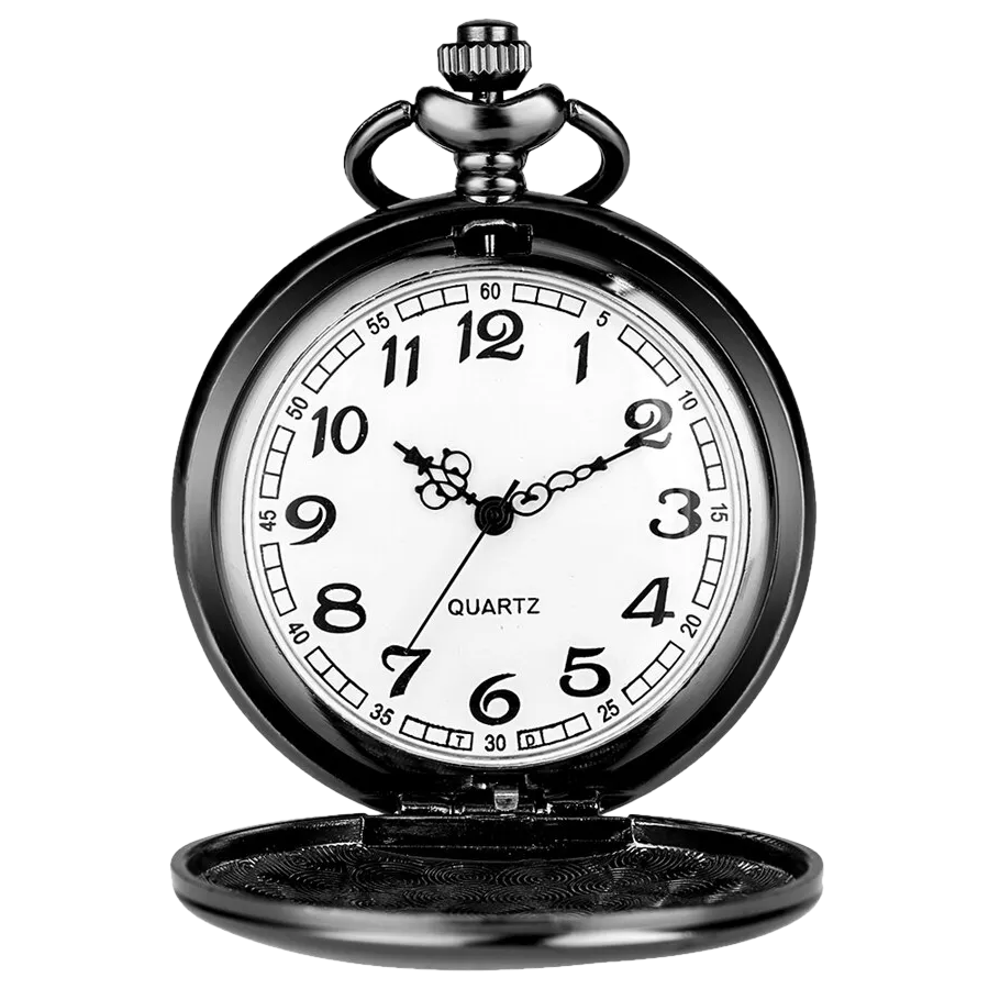 Brilliant Black Analog Quartz Pocket Watch