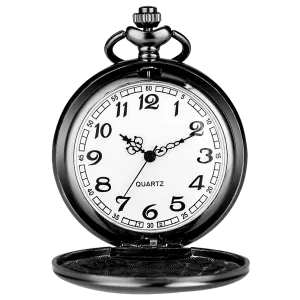 Brilliant Black Analog Quartz Pocket Watch