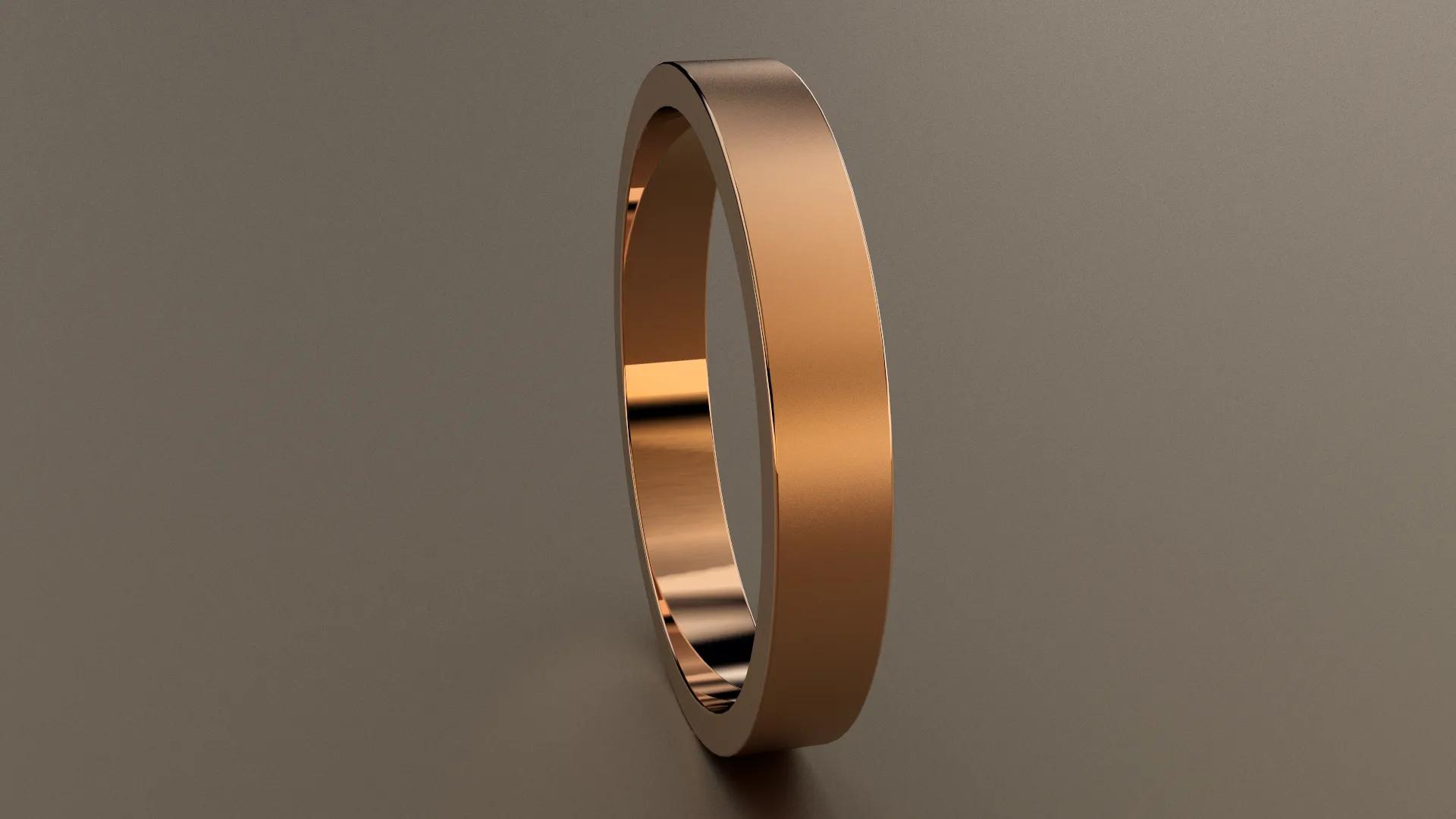 Brushed Rose Gold 3mm Flat Wedding Band
